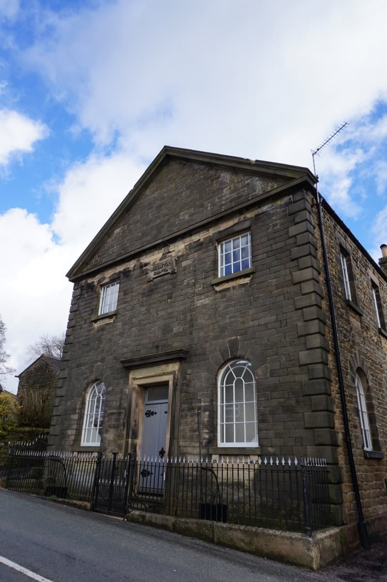 Wesleyan Chapel and front railings in Longnor, Derbyshire