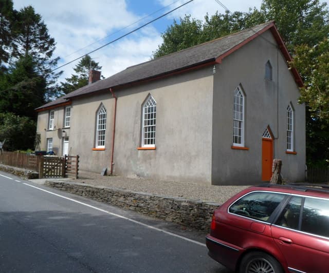 Capel Mynach and chapel house attached to left in Devil's Bridge, Ceredigion