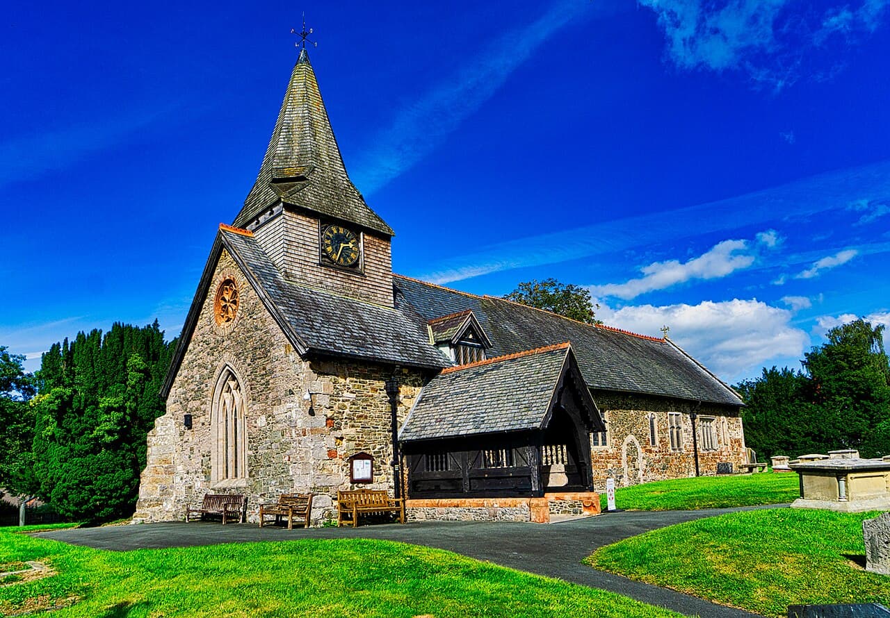 St Ffraid's Church in Llansantffraid, Powys